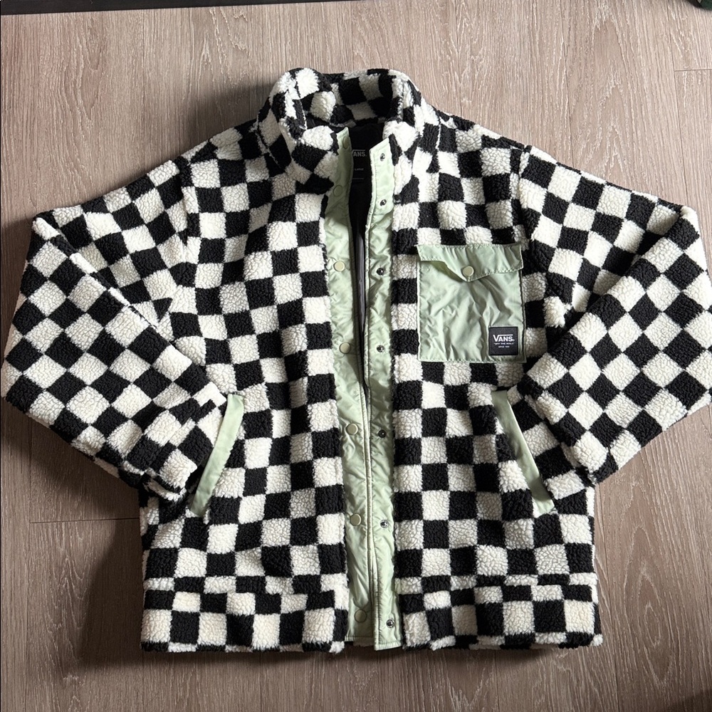 Vans Black and White Checkered Fleece Jacket